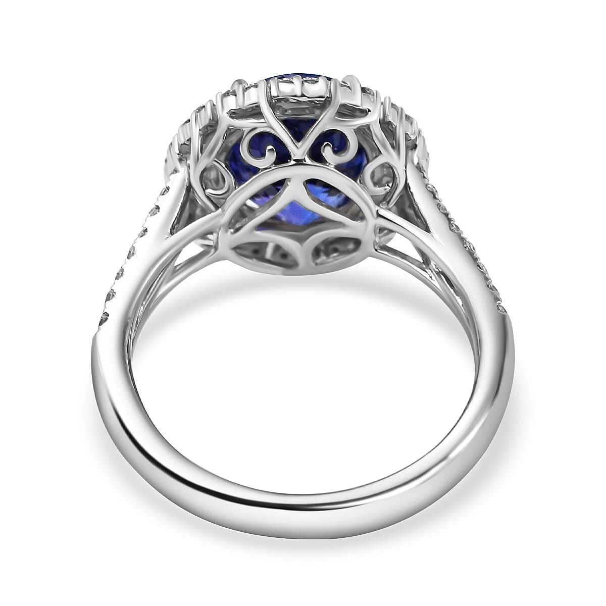 RHAPSODY 950 Platinum AAAA Tanzanite & Diamond (VS-E-F) Ring 5.70 Ct, Platinum Wt. 7.25 GM