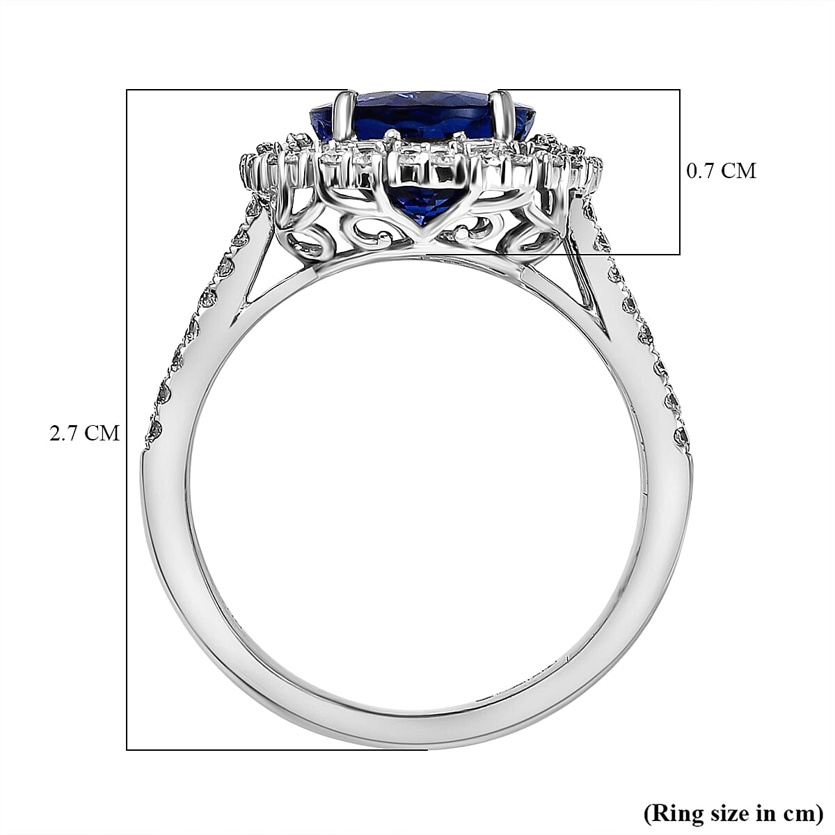 RHAPSODY 950 Platinum AAAA Tanzanite & Diamond (VS-E-F) Ring 5.70 Ct, Platinum Wt. 7.25 GM