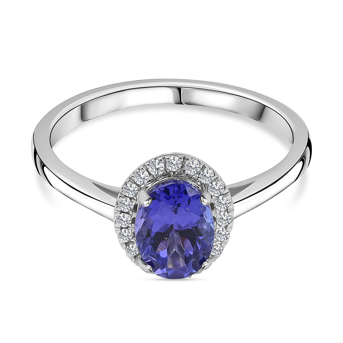 ILIANA-18K White Gold Tanzanite & Diamond Ring 1.30 Ct, Gold Wt. 3.03 Gms