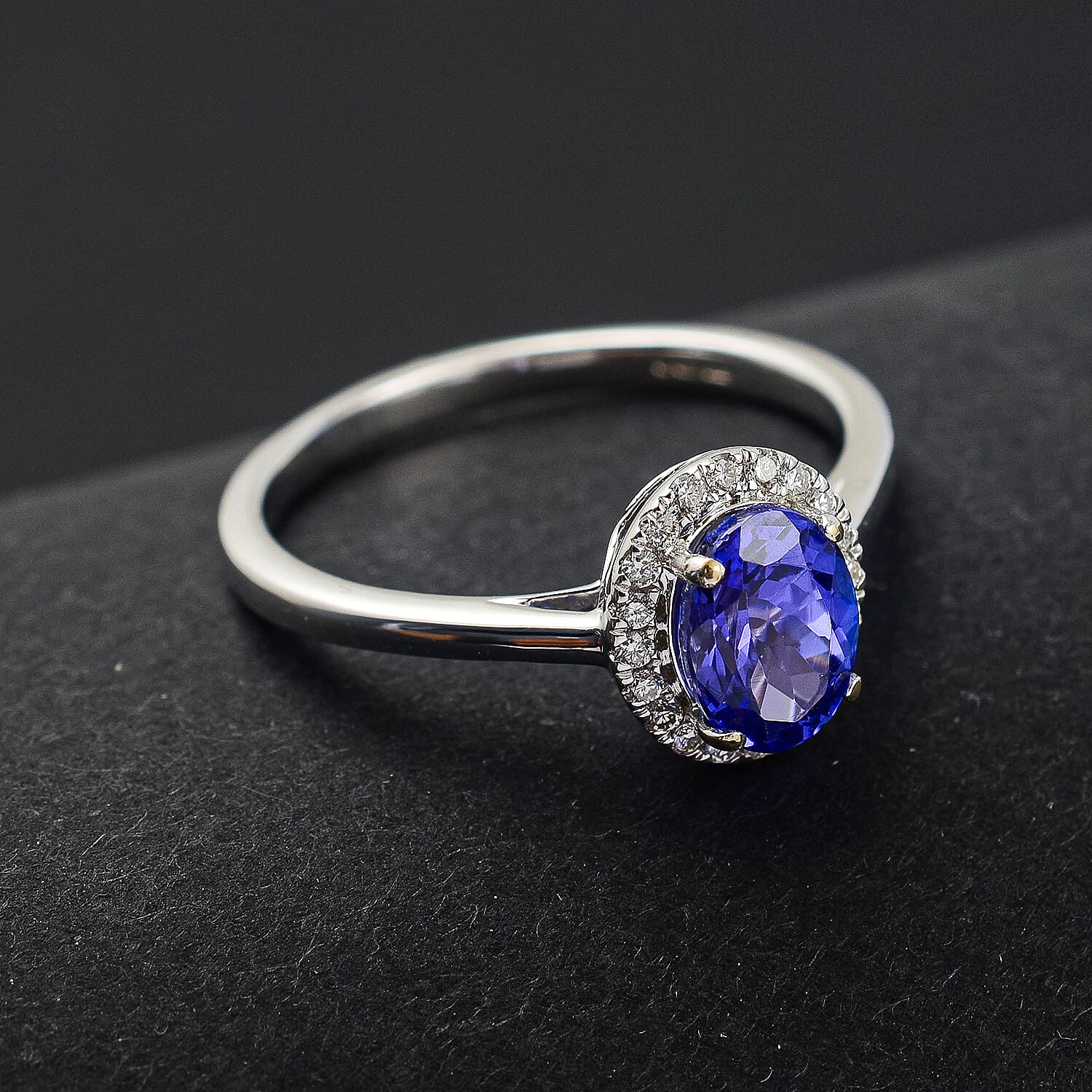ILIANA-18K White Gold Tanzanite & Diamond Ring 1.30 Ct, Gold Wt. 3.03 Gms