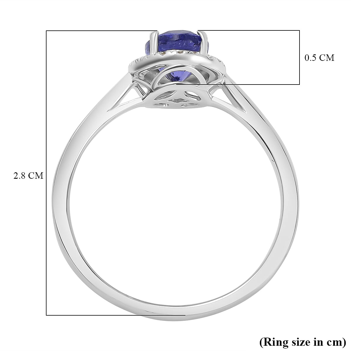 ILIANA-18K White Gold Tanzanite & Diamond Ring 1.30 Ct, Gold Wt. 3.03 Gms