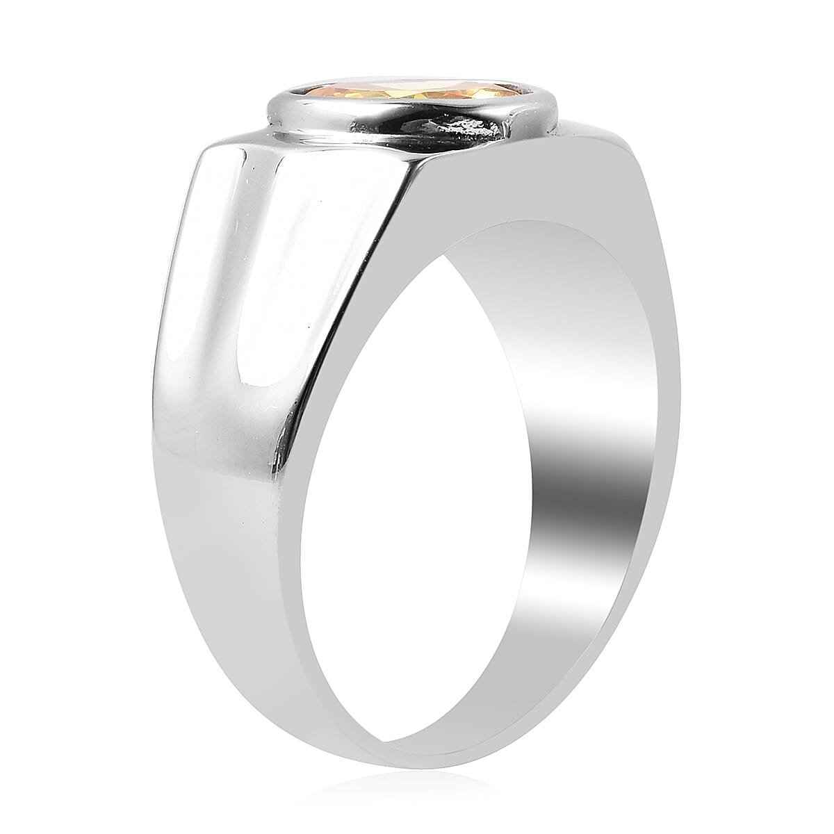 Simulated Yellow Sapphire Ring in Stainless Steel