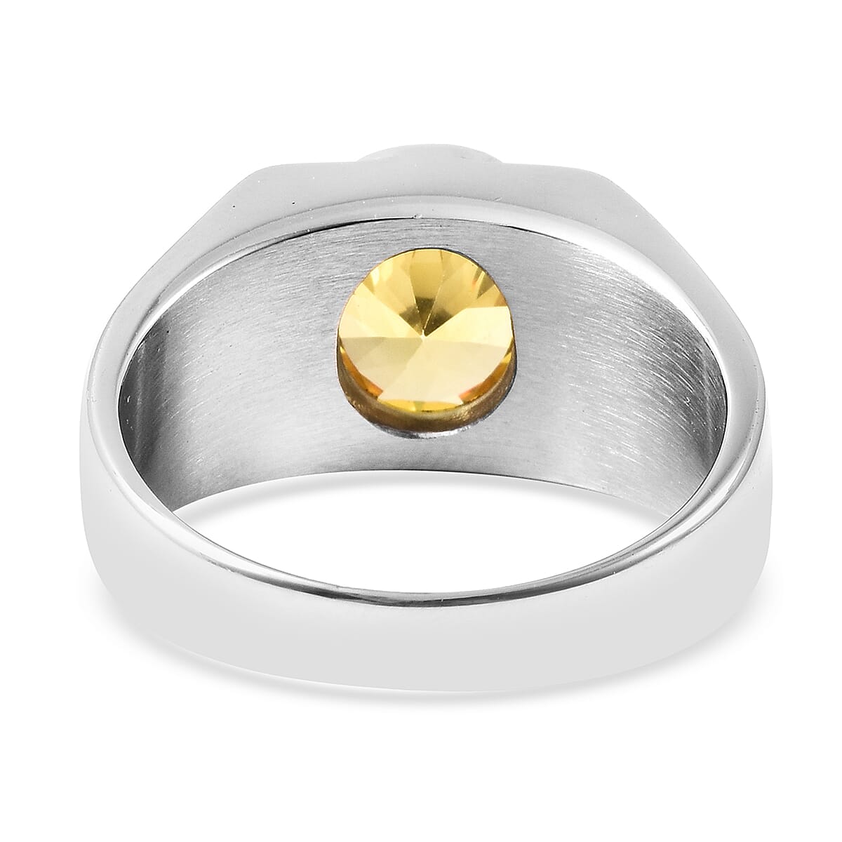 Simulated Yellow Sapphire Ring in Stainless Steel