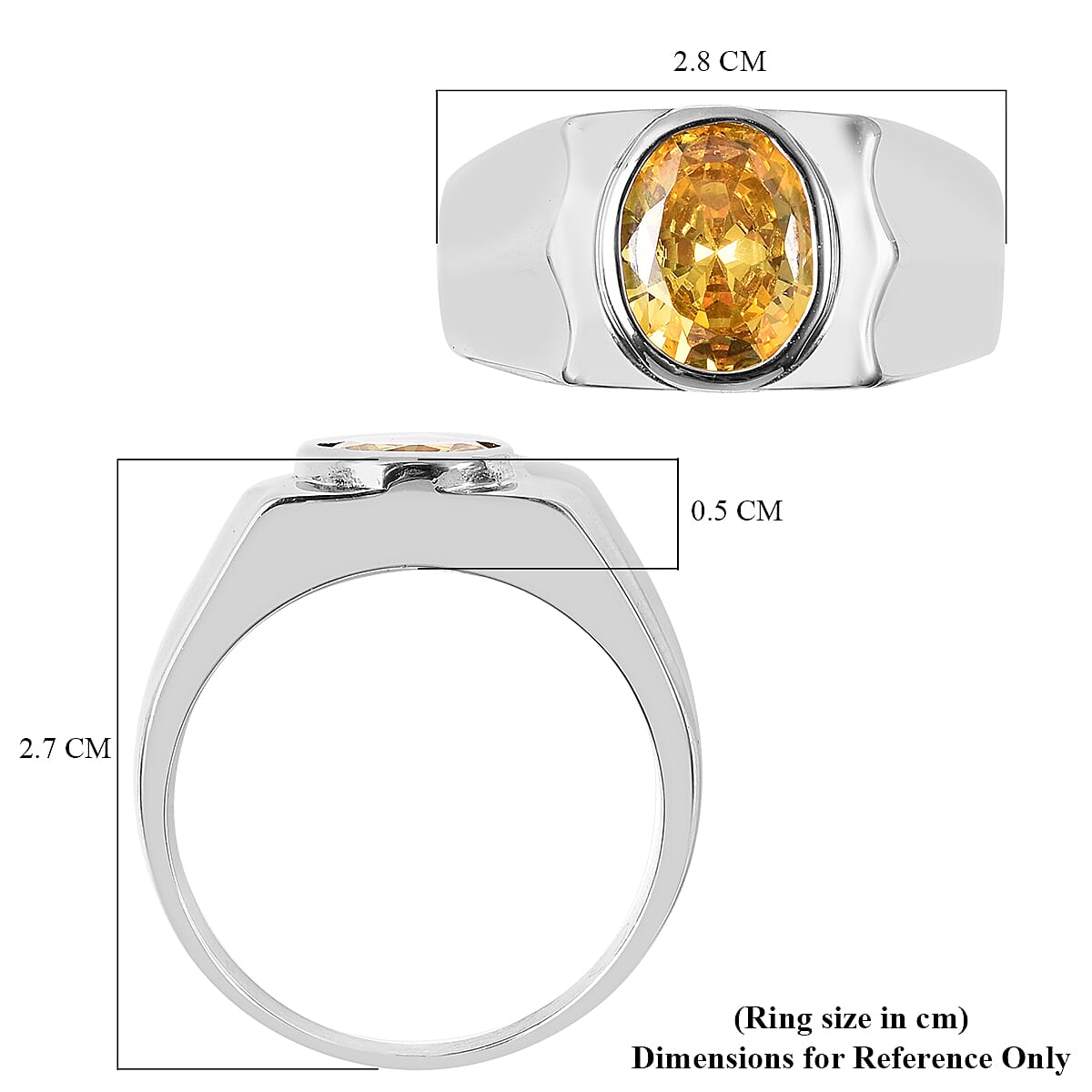 Simulated Yellow Sapphire Ring in Stainless Steel