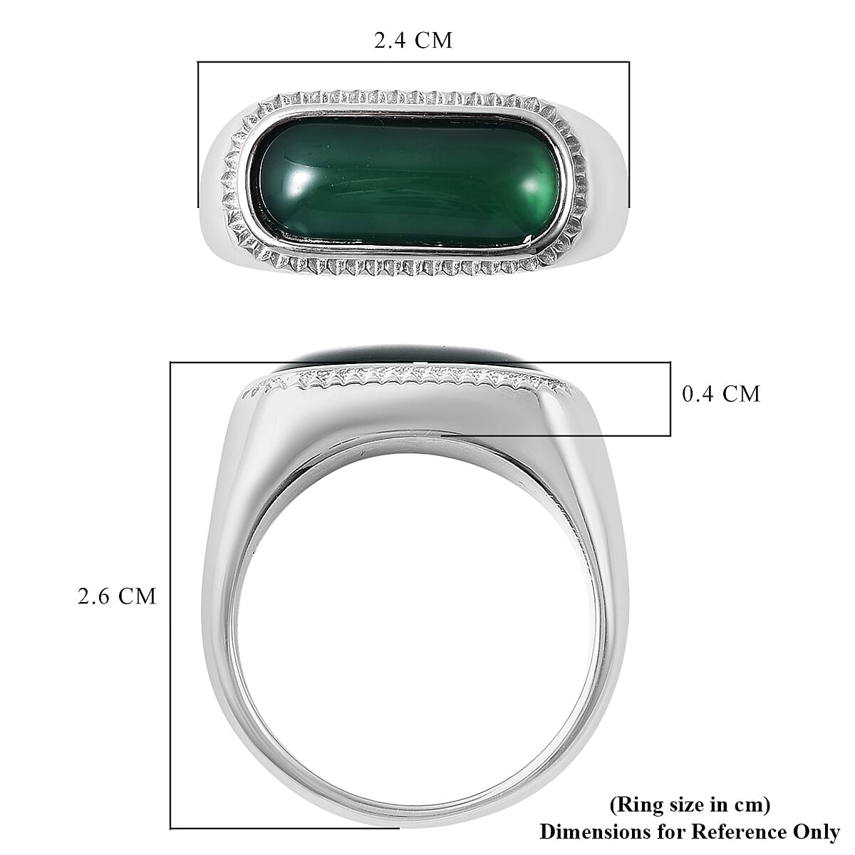 Green Agate Ring in Stainless Steel 5.70 Ct