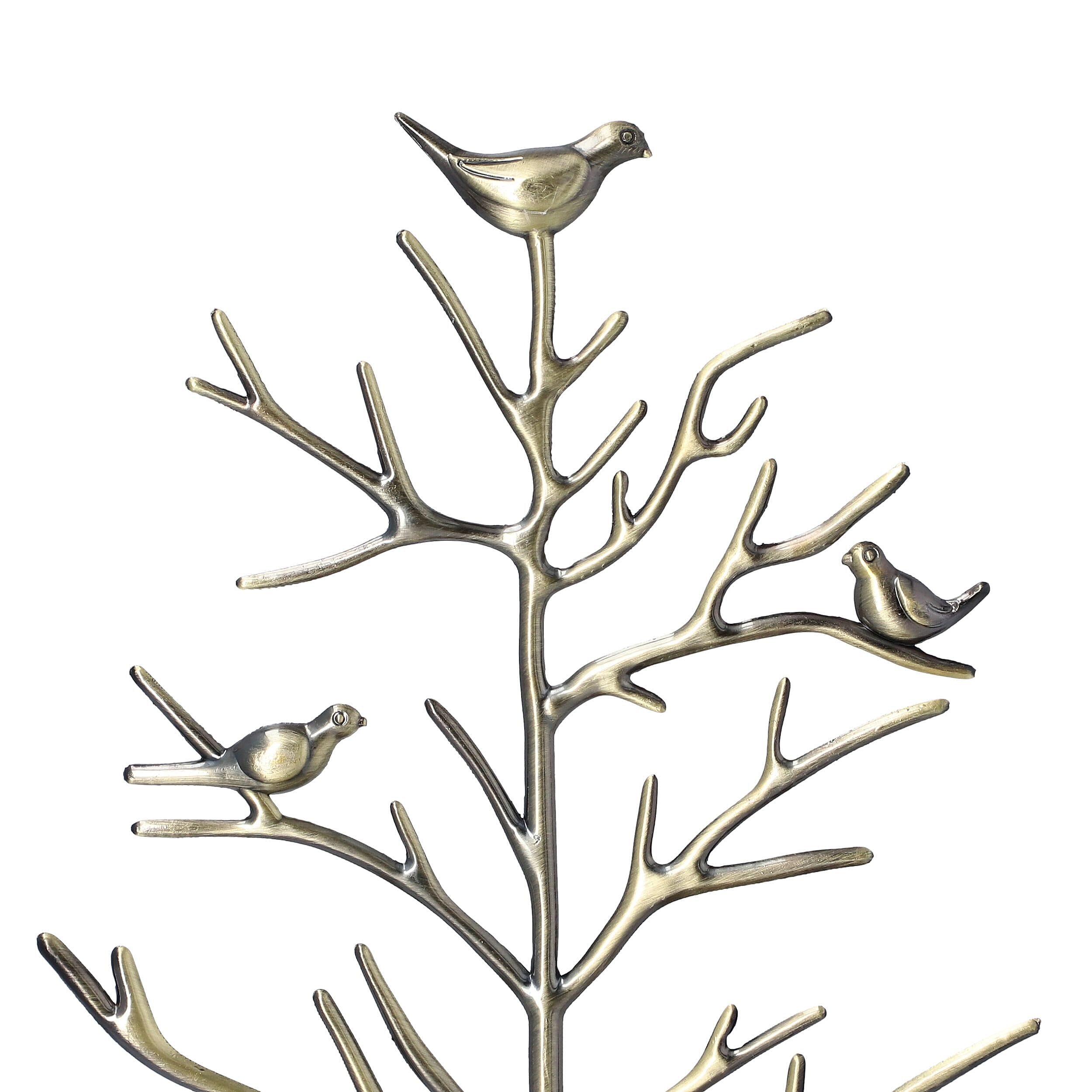 Vintage Style Antique Birds on Tree Jewellery Holder Stand (Size 30x15Cm) - Gold