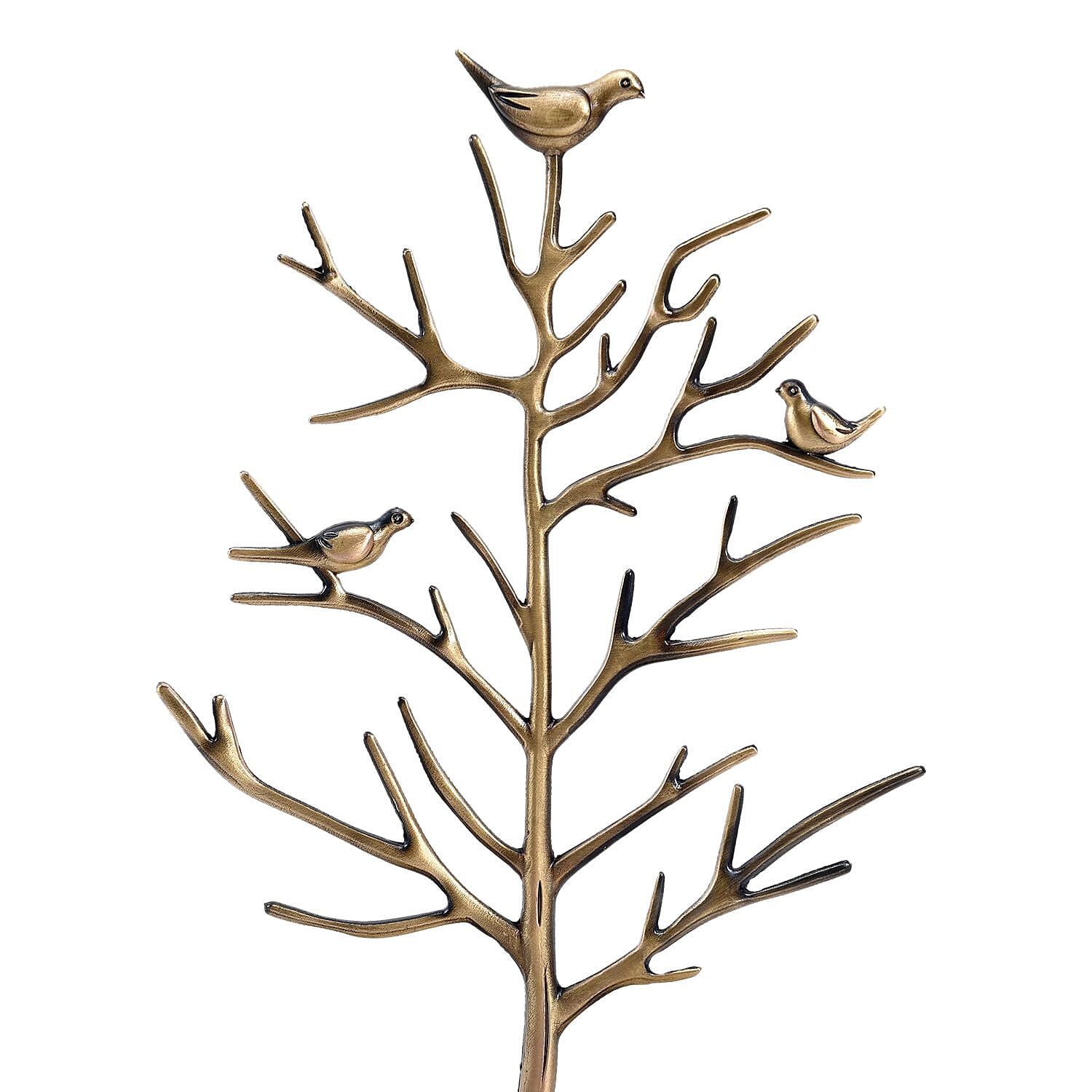 Vintage Style Antique Birds on Tree Jewellery Holder Stand (Size 30x15Cm) - Gold
