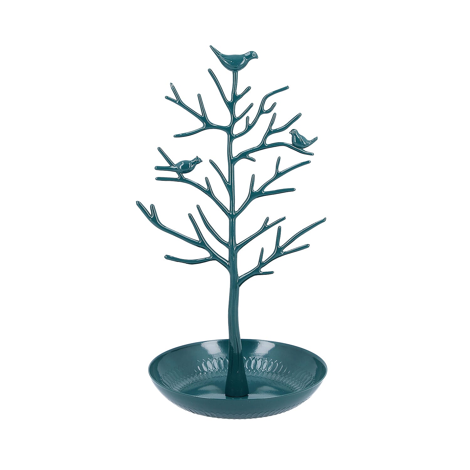 Antique Birds on Tree Stand Jewellery Holder Display in Bottle Green Colour