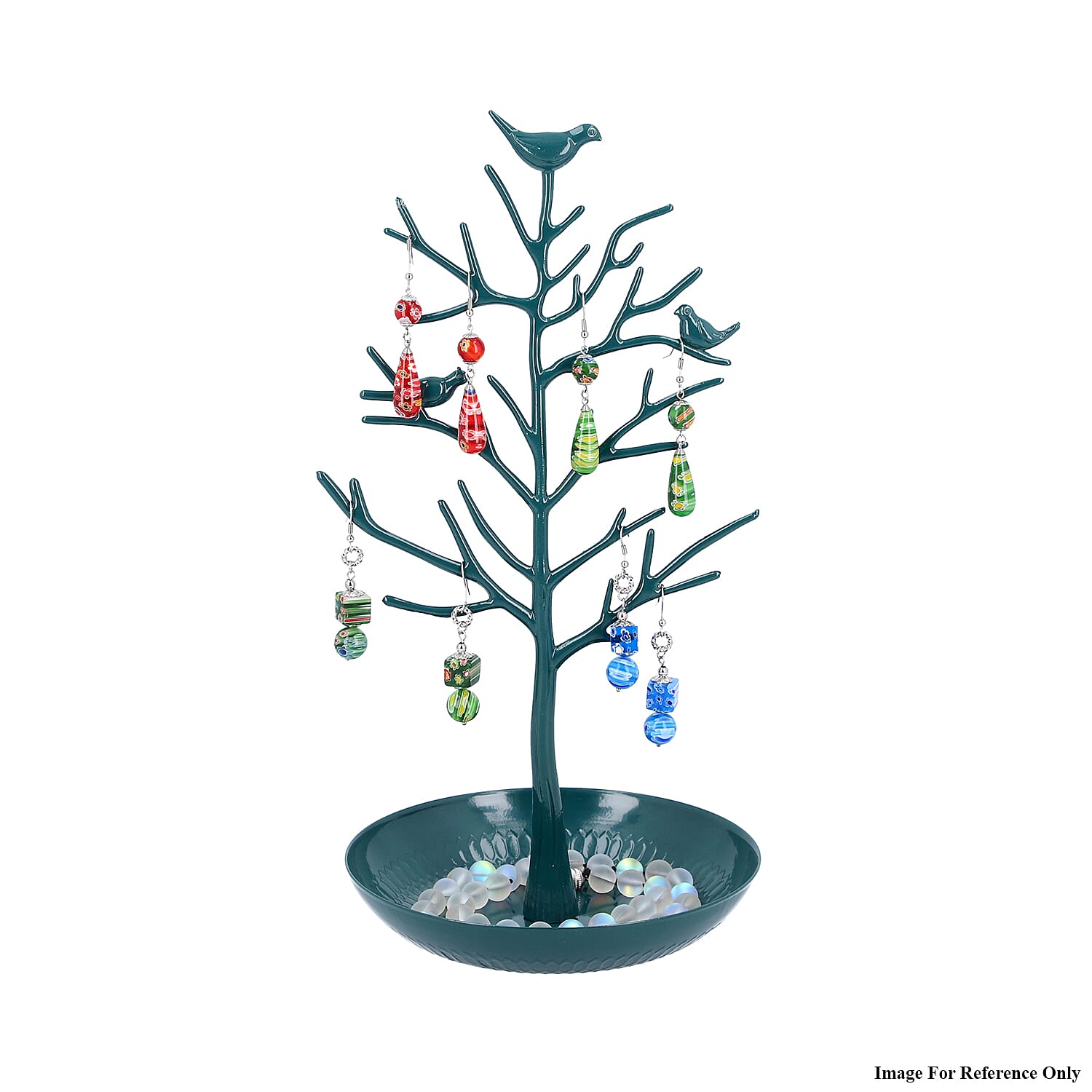 Antique Birds on Tree Stand Jewellery Holder Display in Bottle Green Colour