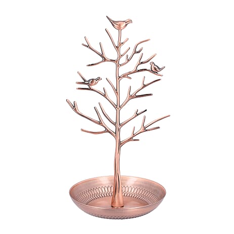 Vintage Style Antique Birds on Tree Jewellery Holder Stand (Size 30x15Cm) - Bronze