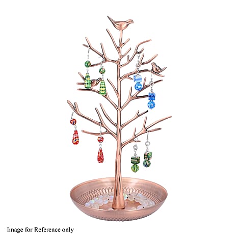 Vintage Style Antique Birds on Tree Jewellery Holder Stand (Size 30x15Cm) - Bronze
