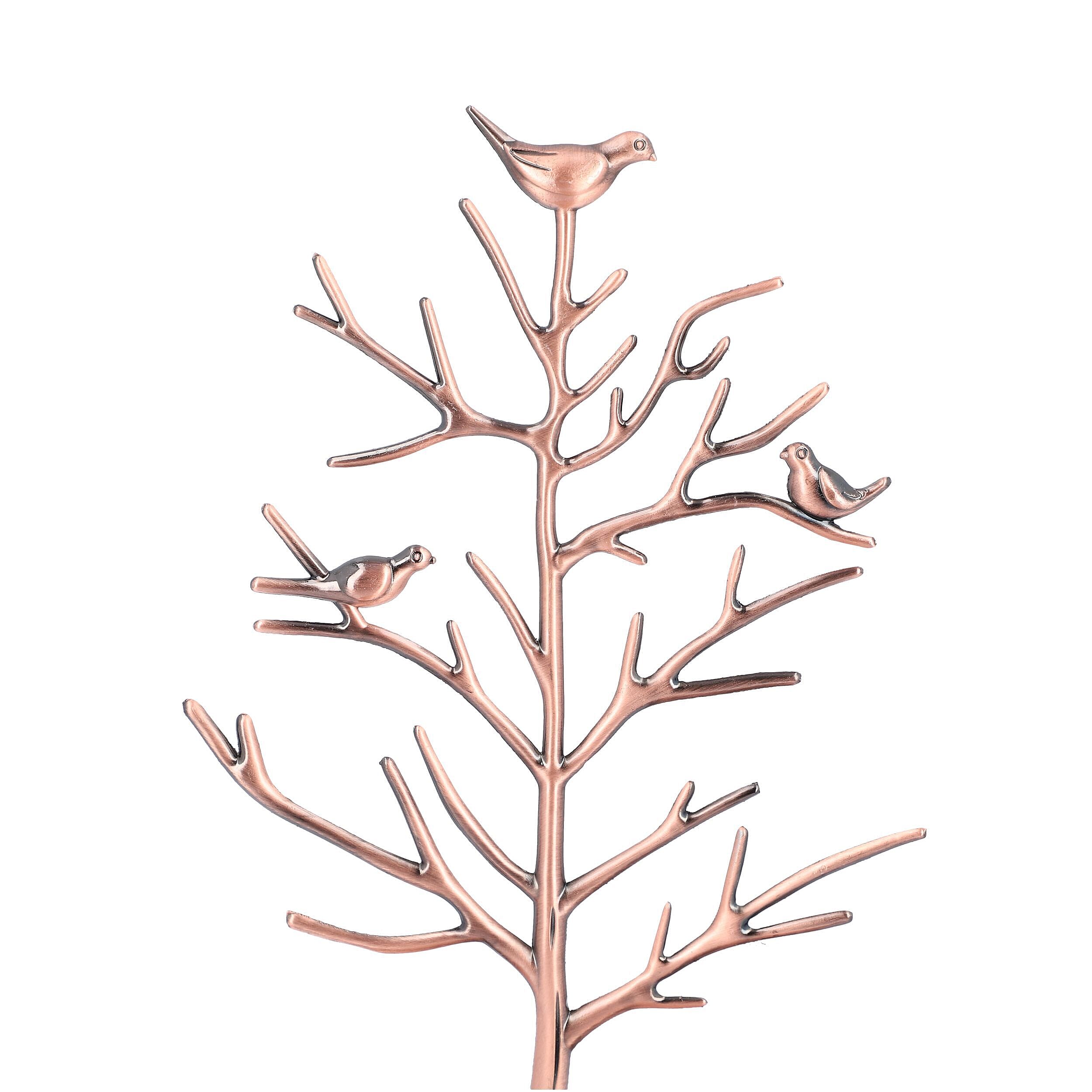 Vintage Style Antique Birds on Tree Jewellery Holder Stand (Size 30x15Cm) - Bronze