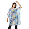 100% Mulberry Silk Digital Printed Kaftan in Yellow and Sky Blue (Size 95x90Cm)