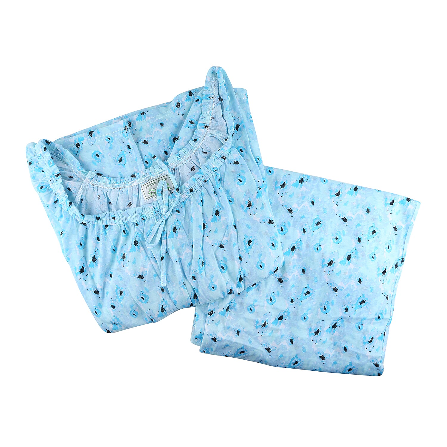 2 Piece Set - Amanda Paige Blue Colour Knit Pyjama and Long Sleeve Top (Size M, 12-14)