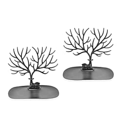 Set of 2 - Deer Tree Shaped Jewellery Display Organiser (Size 25x15x23cm) - Black