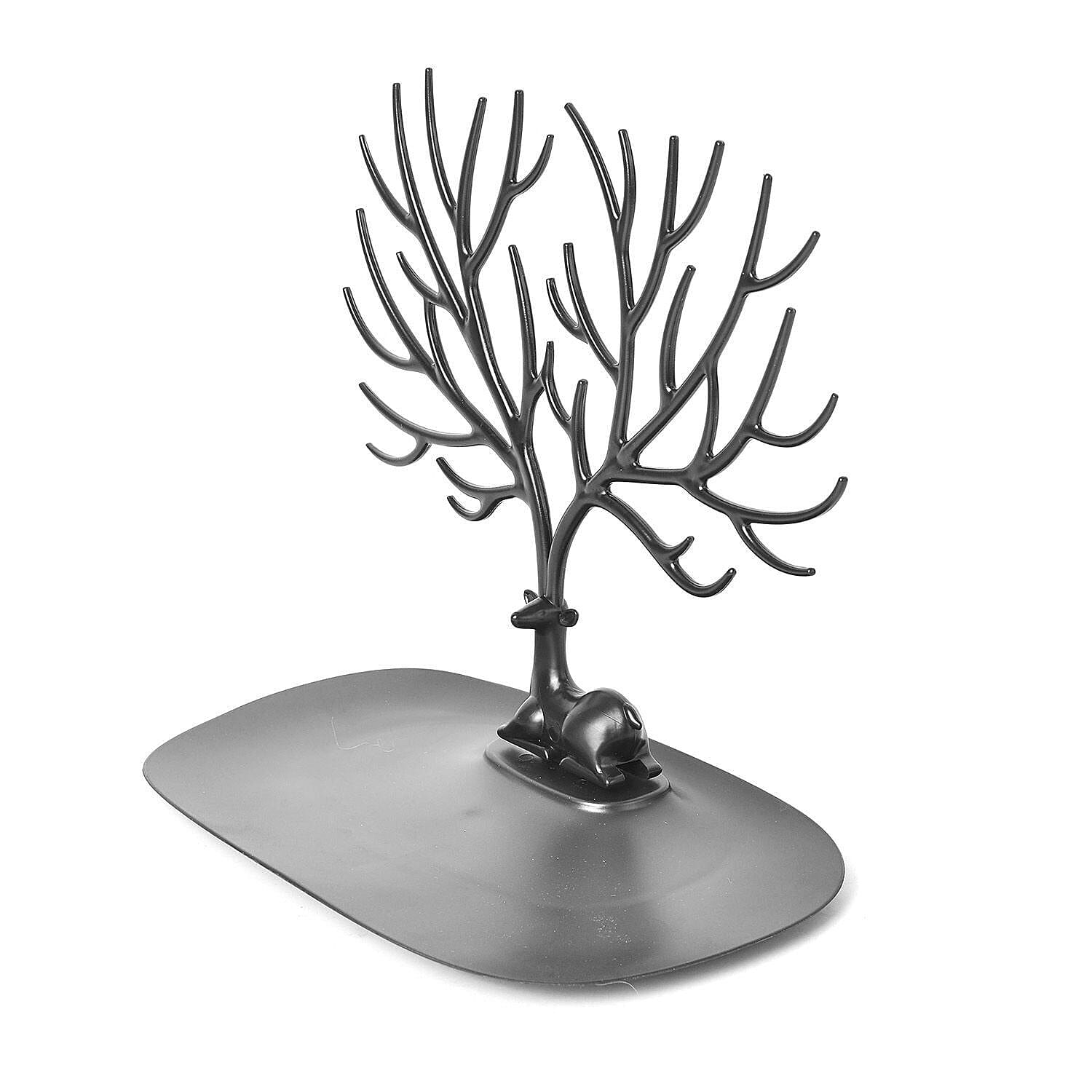 Set of 2 - Deer Tree Shaped Jewellery Display Organiser (Size 25x23x15 cm) - Black