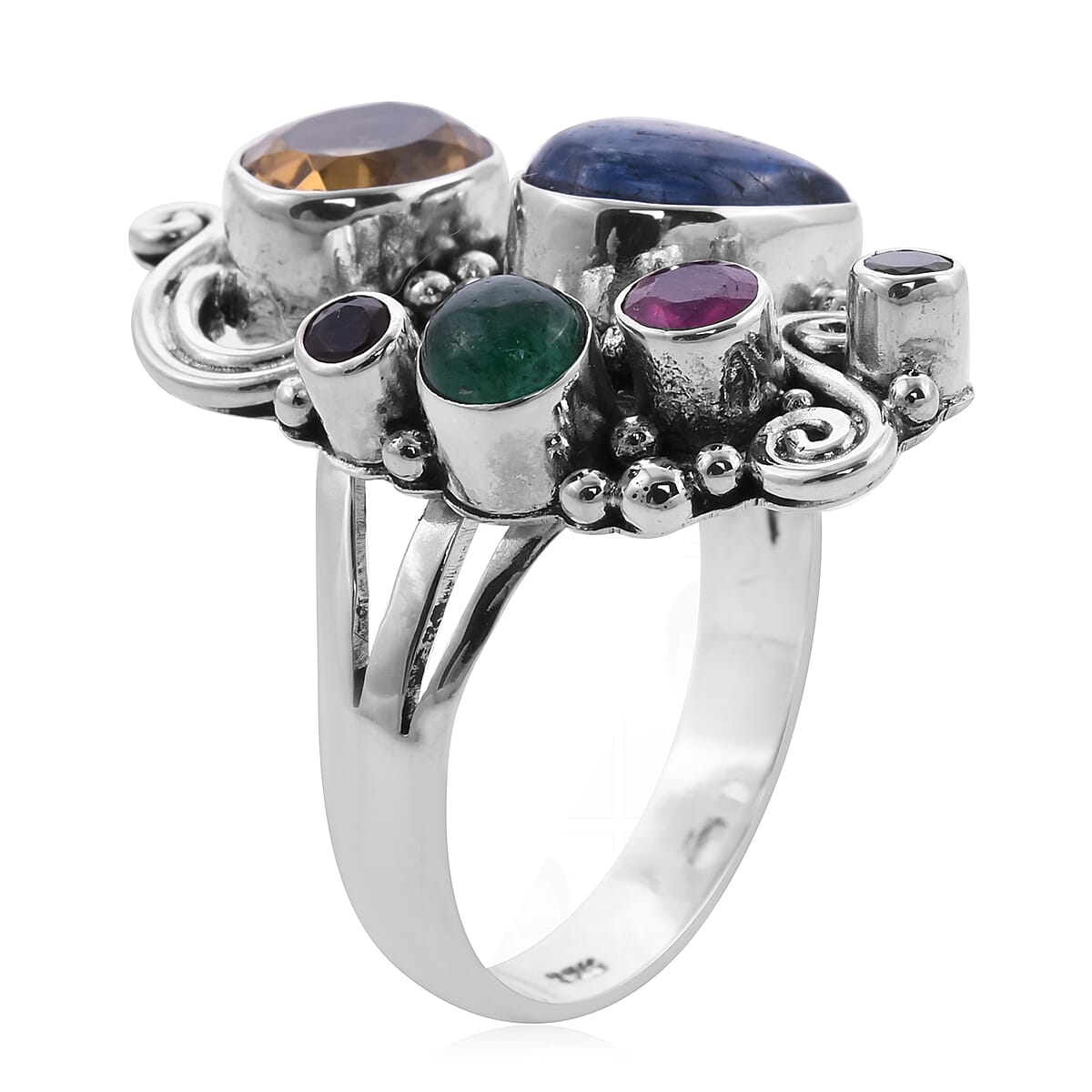 Sajen Silver Gem Vitality Collection - Kyanite, Citrine and Multi Gemstone Ring on Sterling Silver 5.58 Ct.