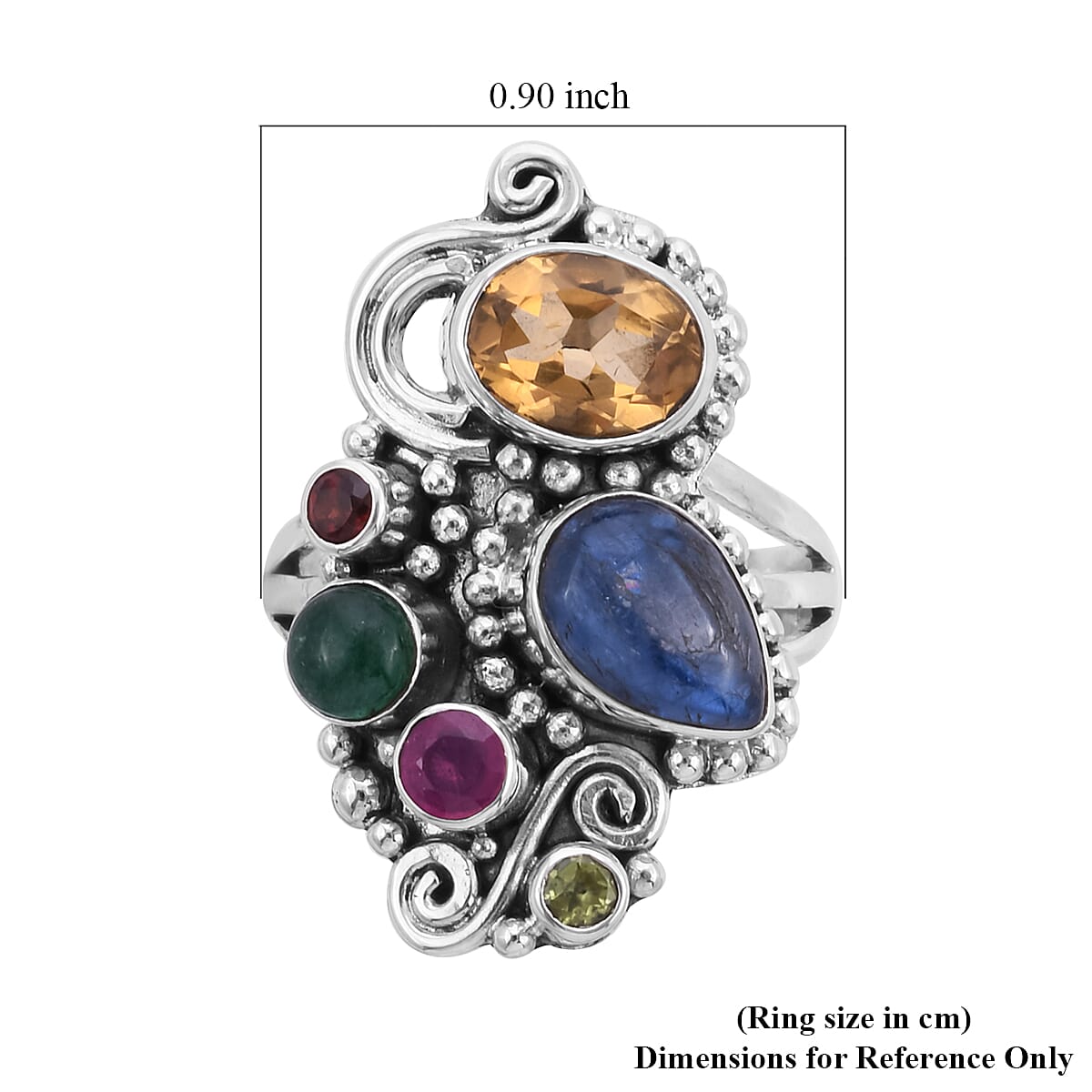 Sajen Silver Gem Vitality Collection - Kyanite, Citrine and Multi Gemstone Ring on Sterling Silver 5.58 Ct.