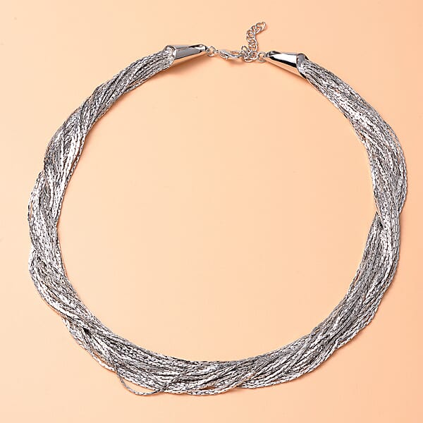 Twisted Rope Style Necklace (Size 20) in Silver Tone 6039319 TJC
