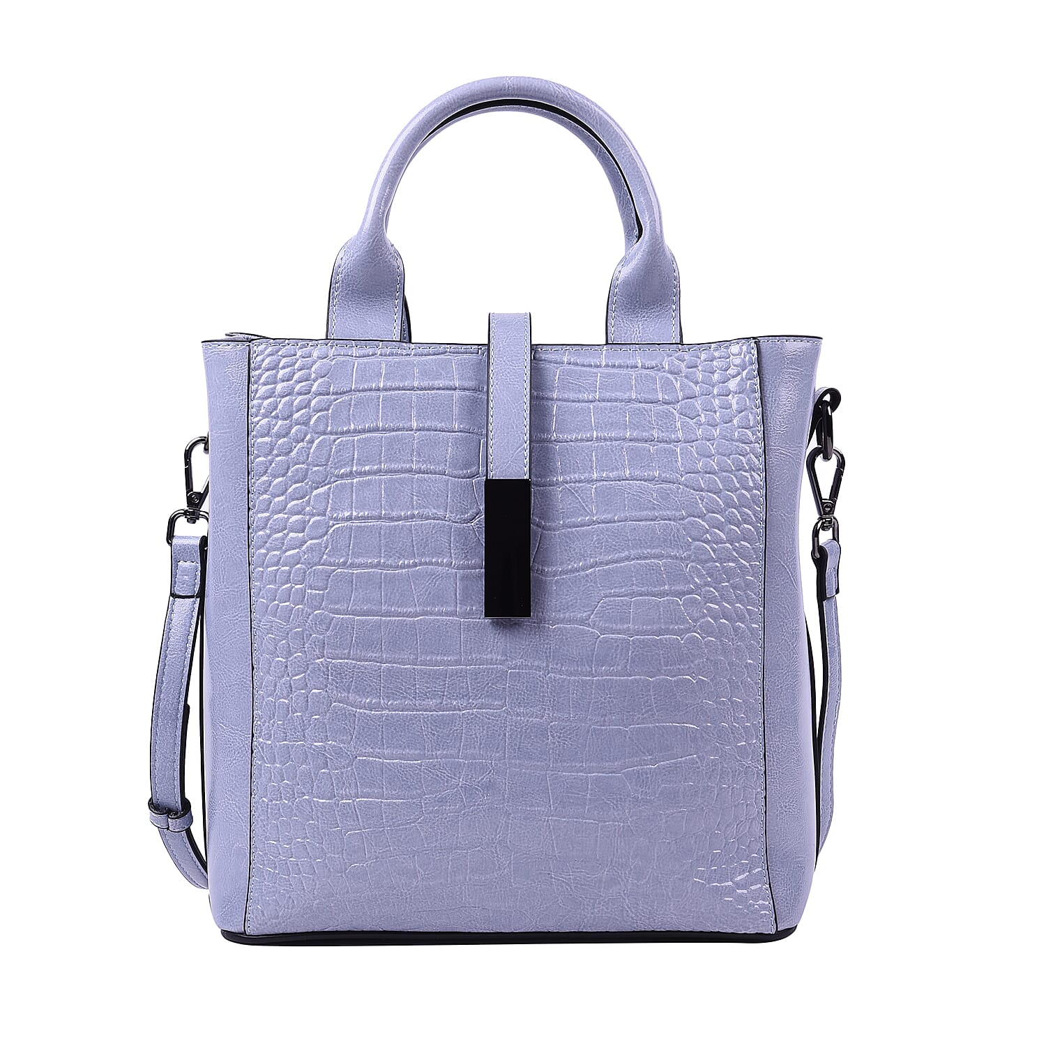 Sencillez Croc Embossed 100% Genuine Leather Convertible Bag in Blue 