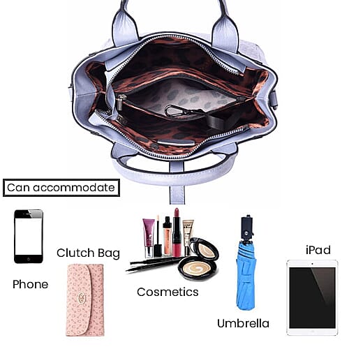 Sencillez Croc Embossed 100% Genuine Leather Convertible Bag in Blue 