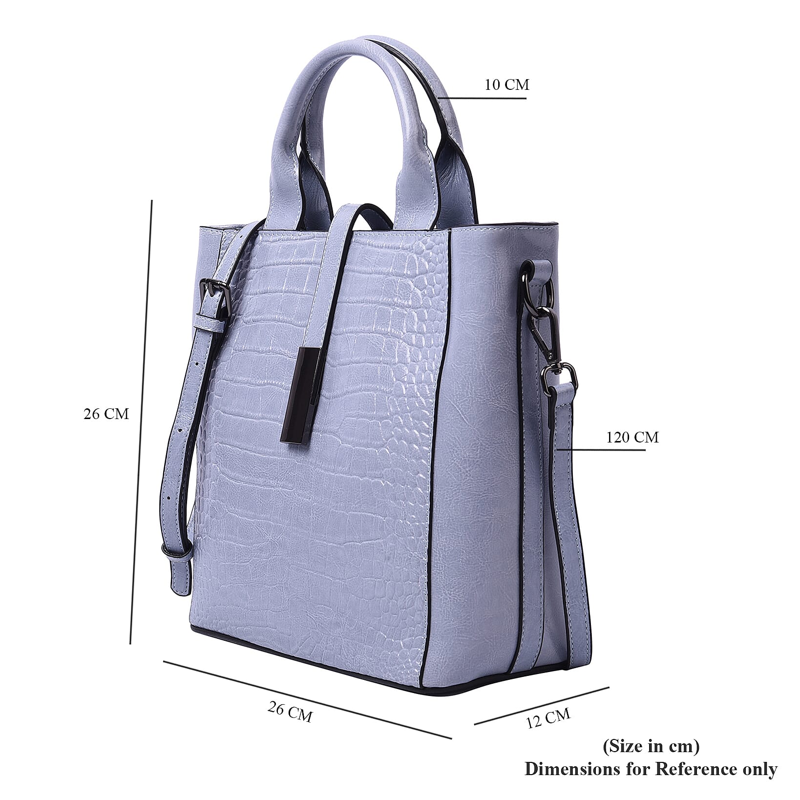 Sencillez Croc Embossed 100% Genuine Leather Convertible Bag in Blue 