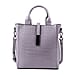 Sencillez Croc Embossed 100% Genuine Leather Convertible Bag in Light Grey (26x12x26 Cm)