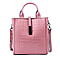 Sencillez Croc Embossed 100% Genuine Leather Convertible Bag in Pink (26x12x26 Cm)
