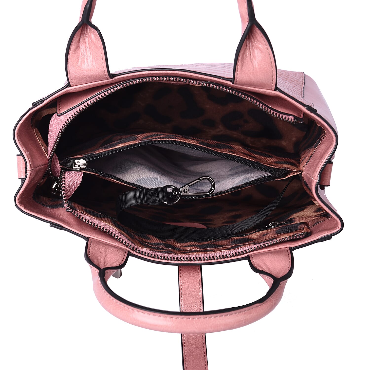 Sencillez Croc Embossed 100% Genuine Leather Convertible Bag (26x12x26 Cm) - Pink