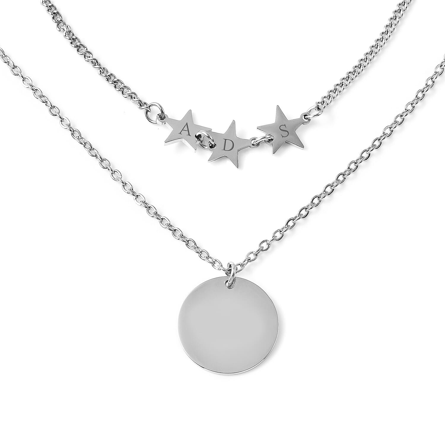 Layered Necklace (Size 15 with 2 inch Extender) in Stainless Steel