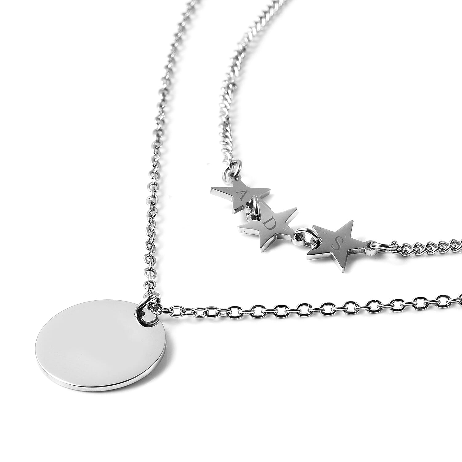 Layered Necklace (Size 15 with 2 inch Extender) in Stainless Steel