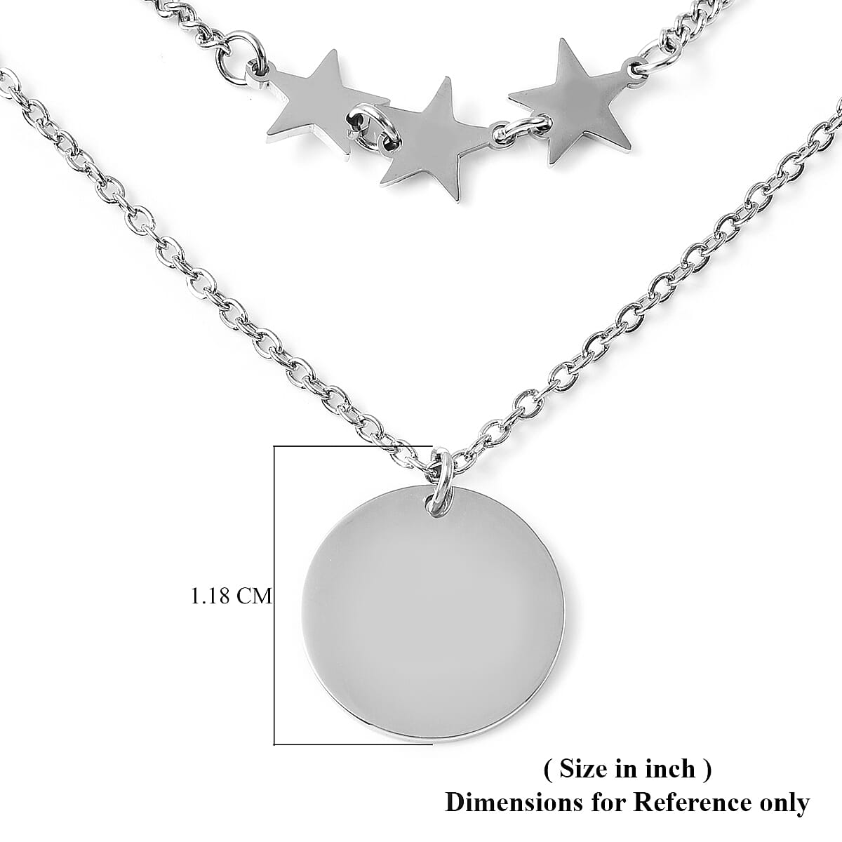 Layered Necklace (Size 15 with 2 inch Extender) in Stainless Steel