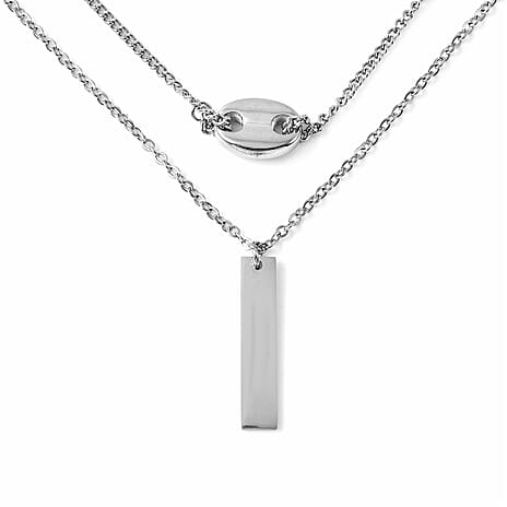 Dog Tag Necklace (Size 16 with 2 inch Extender) in Stainless Steel