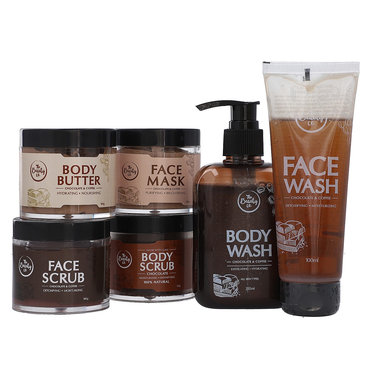 Close Out Deal- 6 Piece Full Body Care Combo for Skin Revitalizing - Inclds. Body Butter, Body Scrub, Body Wash, Face Scrub, Face Mask, Face Wash