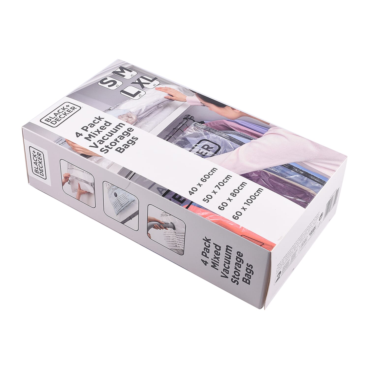 Black+Decker Vacuum Space Bag (Pack of 4) - Combo (40x60, 50x70, 60x80, 60x100cm)