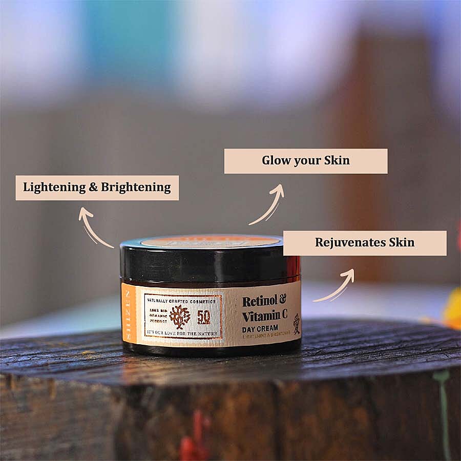 SHIZEN- Retinol - Vitamin C Day Cream - Brightening Face Cream- No Parabens 100% Organic - 50 Gms.