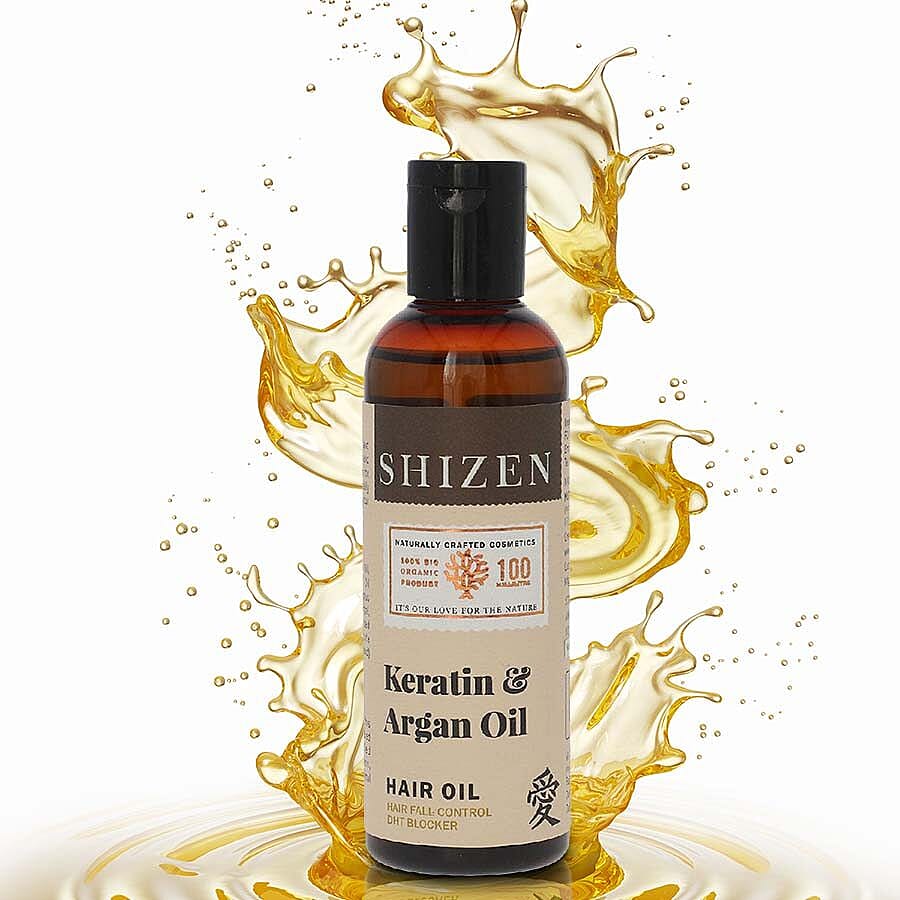 SHIZEN Keratin & Argan Hair Oil (100 ml) 100% Organic -Healthy and Shiny Hair