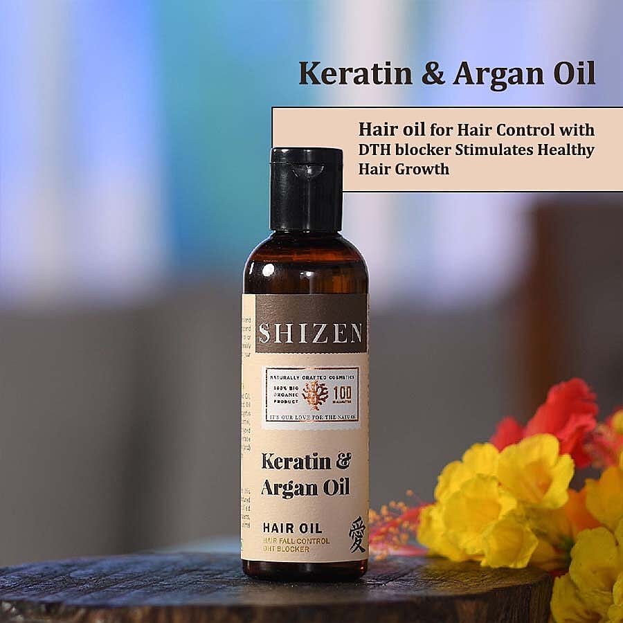 SHIZEN Keratin & Argan Hair Oil (100 ml) 100% Organic -Healthy and Shiny Hair