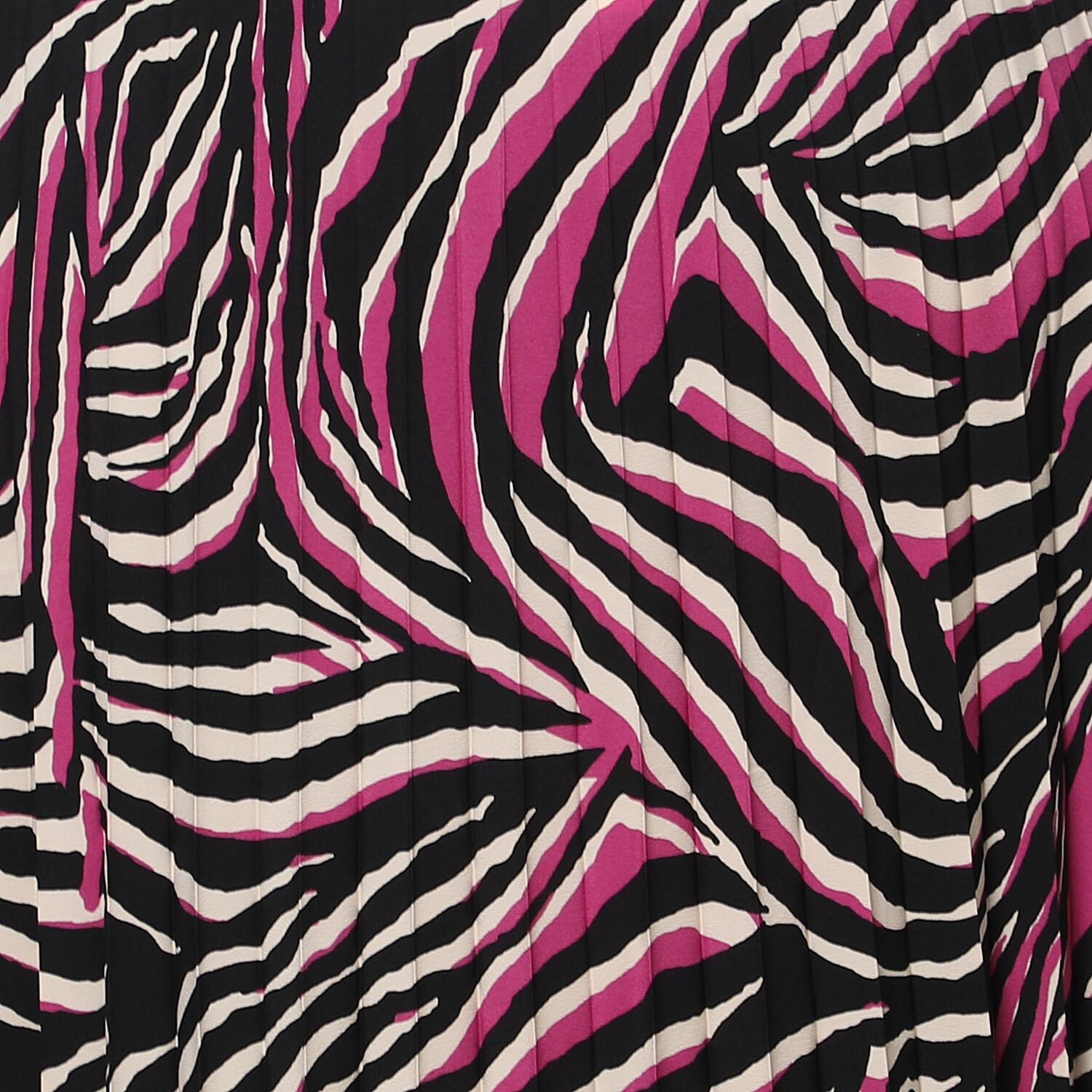 Black and Pink Pleated Midi Skirt (Size L/XL, 16-20)