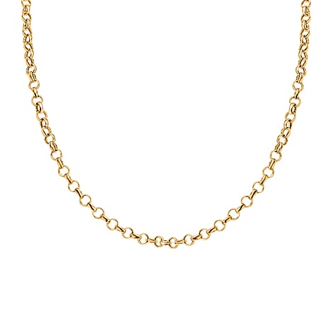 9K Yellow Gold Round Belcher Necklace (Size 22) with Spring Ring Clasp