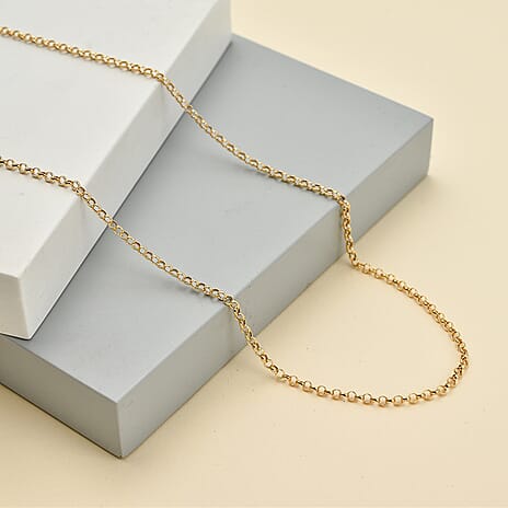 9K Yellow Gold Round Belcher Necklace (Size 22) with Spring Ring Clasp