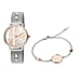 Just Cavalli Animalier Japanese Movement Ladies Watch with Bracelet (Size 7 with 1 inch Extender) in Silver and Rose Gold Tone