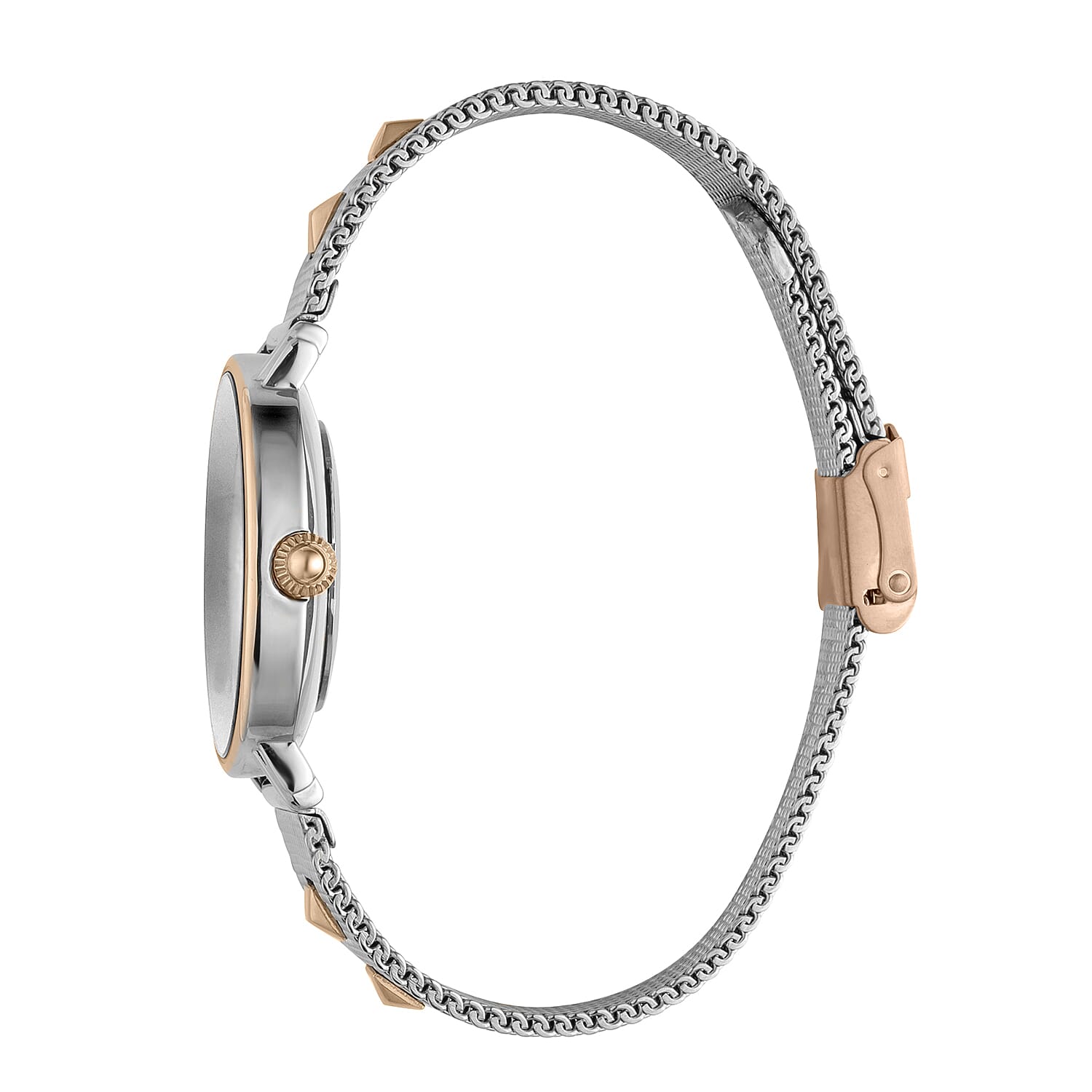 Just Cavalli Animalier Japanese Movement Ladies Watch with Bracelet (Size 7 with 1 inch Extender) in Silver and Rose Gold Tone