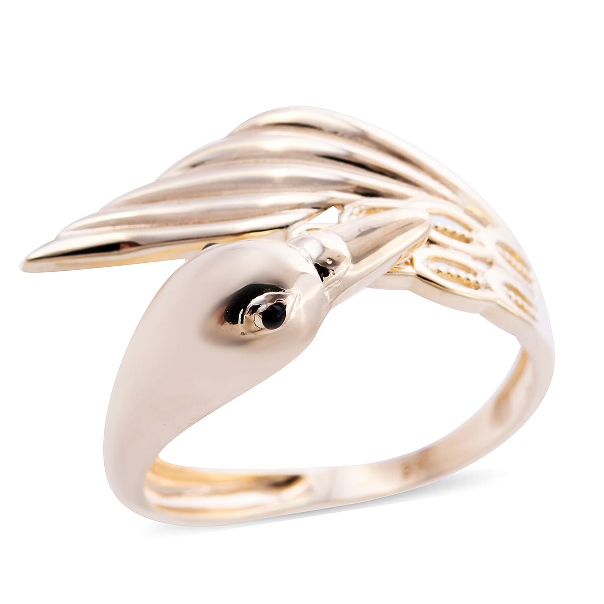 Royal Bali Collection - 9K Yellow Gold Enamelled Swan Ring, Gold wt. 3.20 Gms