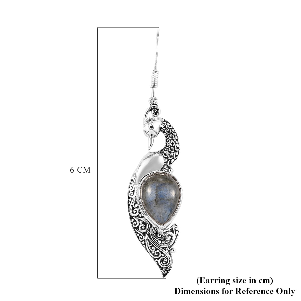 Sajen Silver NATURES JOY Collection- Labradorite Peacock Hook Earrings in Sterling Silver 1.45 Ct.