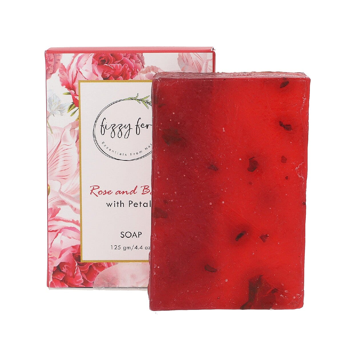 Handmade Soap- Rose & Basil with Dried Rose Petals, 125Gm.
