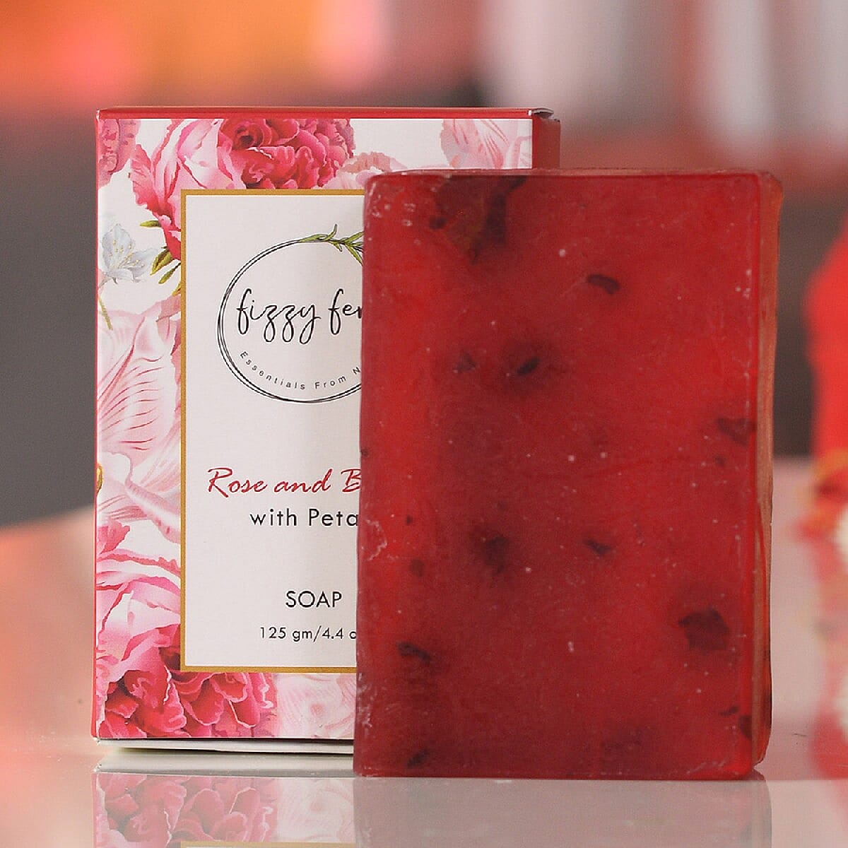 Handmade Soap- Rose & Basil with Dried Rose Petals, 125Gm.