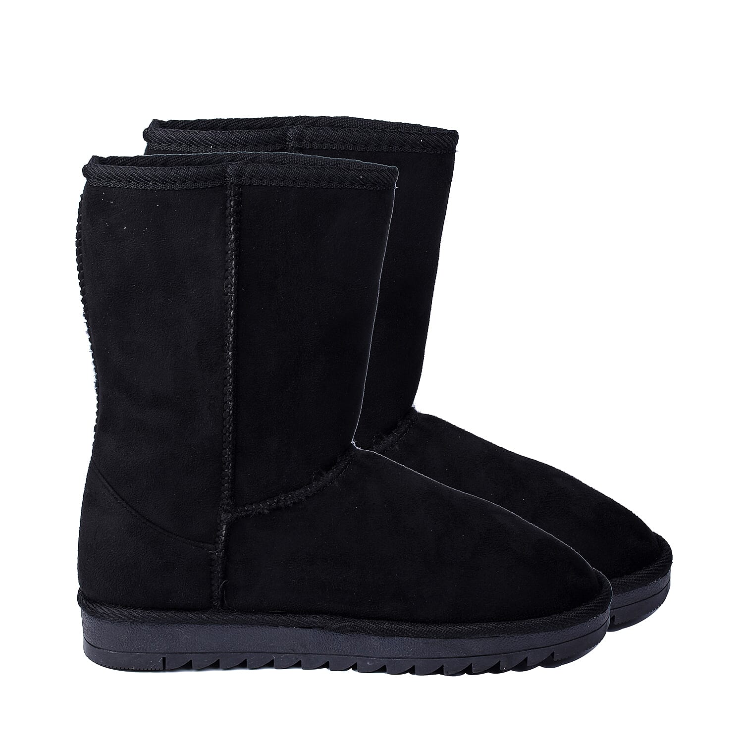 GURU Womens Winter Suede Fluffy Boots Blackze 3) - Black