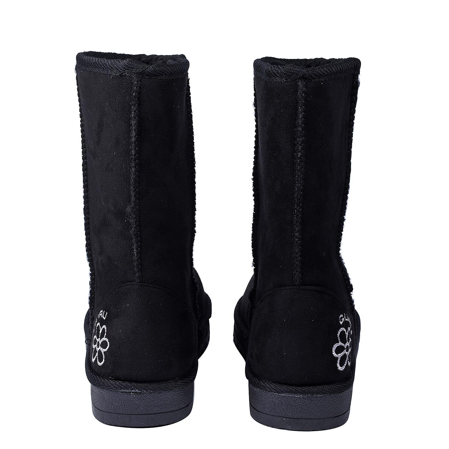 GURU Womens Winter Suede Fluffy Boots Blackze 3) - Black