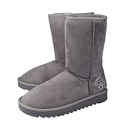 GURU Womens Winter Suede Fluffy Boots Grey